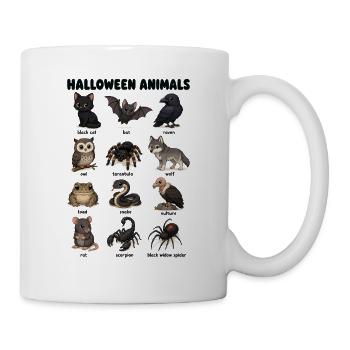  Halloween Tierdiagramm Schwarze Katze Fledermaus - Tasse - Weiß - Rechts