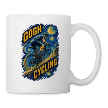 Gogh Radfahren Starry Bike Kunst - Tasse - Weiß - Rechts