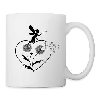 Schmetterlingdesign Pusteblumen Wiese Herzen Feen - Tasse - Weiß - Rechts