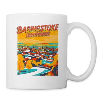 City Basingstoke Hampshire Retro Travel Poster - Tasse - Weiß - Rechts