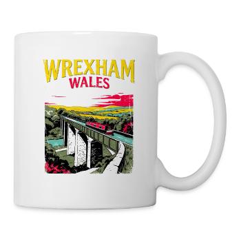 City Vintage Travel Poster Wrexham Wales Novelty - Tasse - Weiß - Rechts