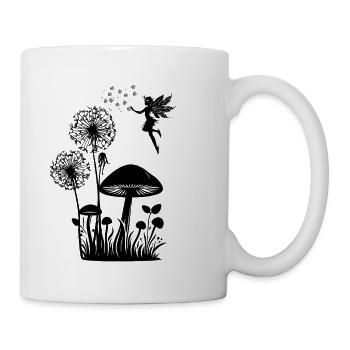 Schmetterlingdesign Pusteblumen Wiese Herzen Feen - Tasse - Weiß - Rechts