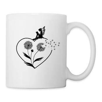 Schmetterlingdesign Pusteblumen Wiese Herzen Feen - Tasse - Weiß - Rechts