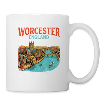 City Vintage Worcester England River Severn Art - Tasse - Weiß - Rechts