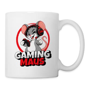 Gaming Maus Gamer Cartoon mit Headset - Tasse - Weiß - Rechts