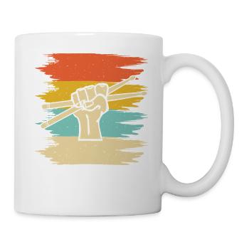 Gift Drums Schlagzeuger Raised Fist and Sticks - Tasse - Weiß - Rechts