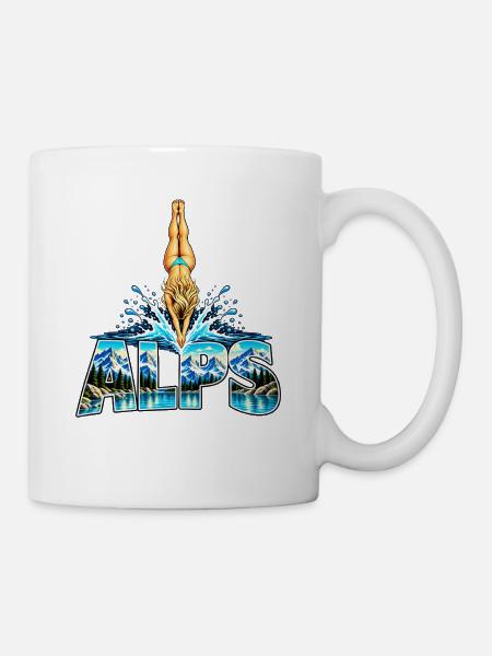 Alpen Sprung ins Bergsee Abenteuer - Tasse - Weiß