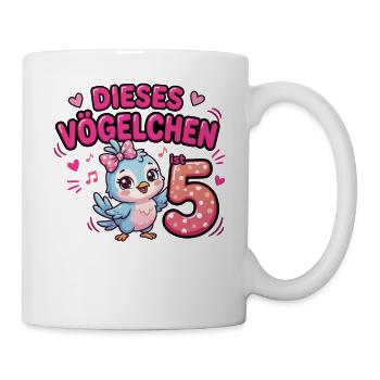Vögelchen Geburtstag 5 – Niedliches Küken - Tasse - Weiß - Rechts