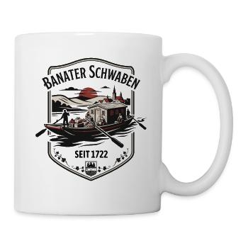 Banater Schwaben | Schwabenzug 1722 | Donau - Tasse - Weiß - Rechts