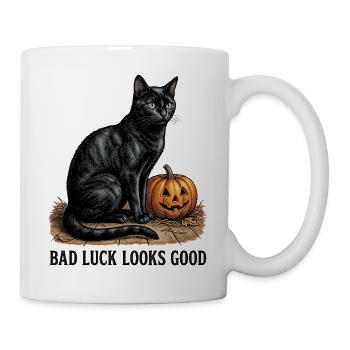 Bad Luck Looks Good Schwarze Katze - Tasse - Weiß - Rechts