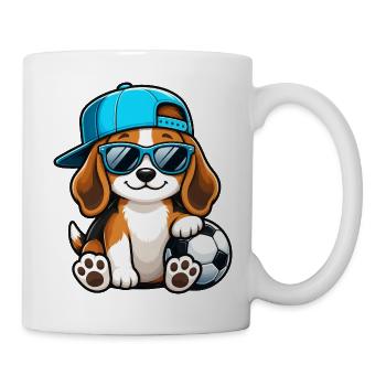 Beagle Fußball Cool Sommer Cartoon - Tasse - Weiß - Rechts