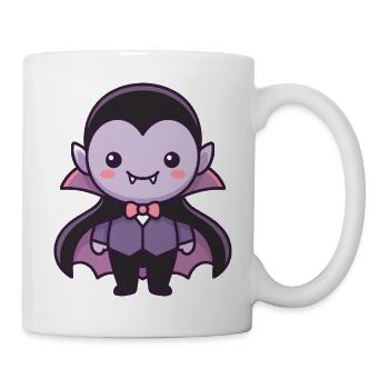 Süßer Vampir-Charakter mit Fangzähnen und Fliege - Tasse - Weiß - Rechts