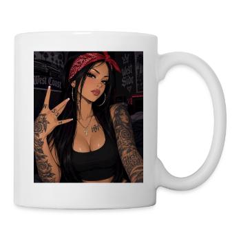 Bandana Glam Tattoo Queen - Tasse - Weiß - Rechts