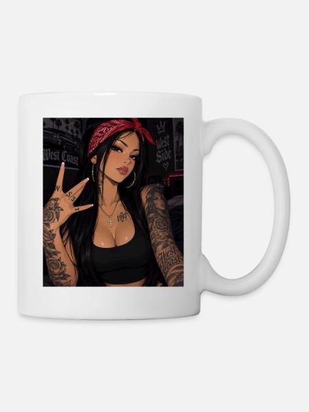 Bandana Glam Tattoo Queen - Tasse - Weiß