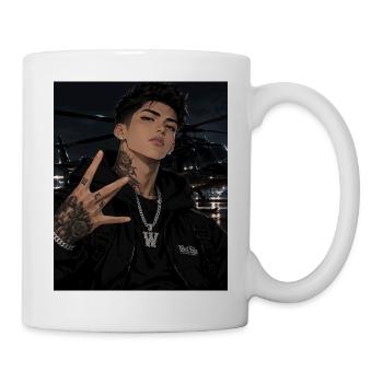 Nachtglanz Tattooheld im Hoodie - Tasse - Weiß - Rechts