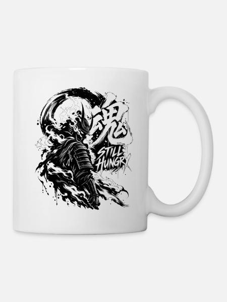 Still Hungry Samurai Flammenkunst - Tasse - Weiß