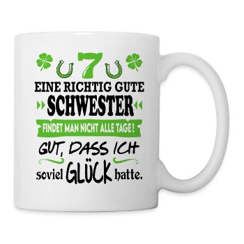 Beste Schwester Familie Glück Sprüche Family - Tasse - Weiß - Rechts