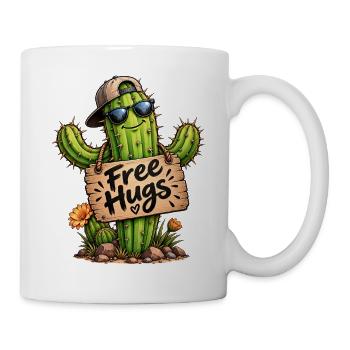 Lustiger cooler Kaktus Free Hugs Kakteen  - Tasse - Weiß - Rechts