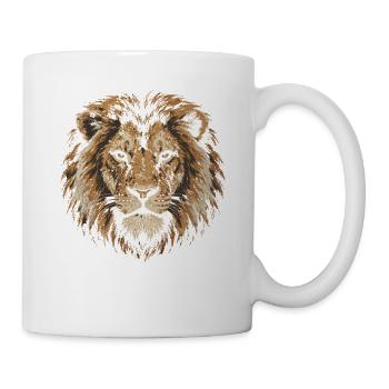 Löwenkopf Vintage-Porträt - Tasse - Weiß - Rechts