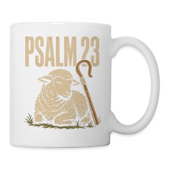 Psalm 23 Der Herr ist mein Hirte Lamm und Stab - Tasse - Weiß - Rechts