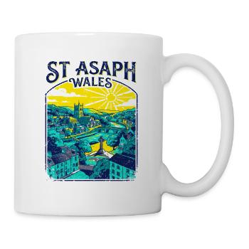St Asaph Wales Cathedral City Skyline - Tasse - Weiß - Rechts