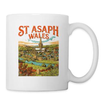 St Asaph Wales Cathedral City Skyline - Tasse - Weiß - Rechts