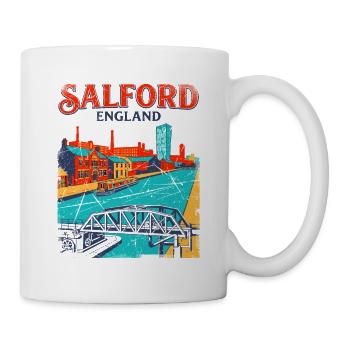 Salford England Vintage Canal Bridge Cityscape - Tasse - Weiß - Rechts