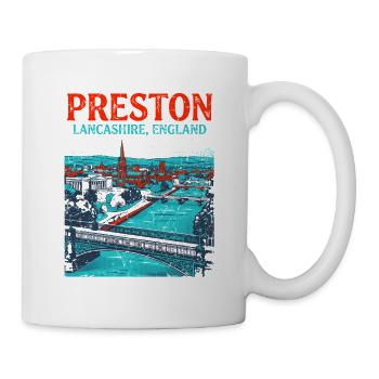 Preston Lancashire England Retro Cityscape Novelty - Tasse - Weiß - Rechts