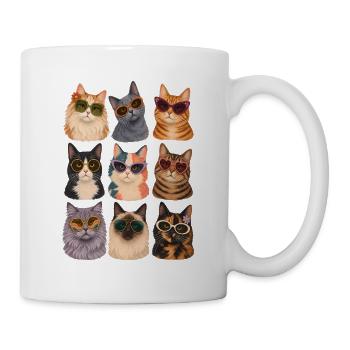 Retro Cats Sunglasses Groovy 70s Cat Mom Gift - Tasse - Weiß - Rechts