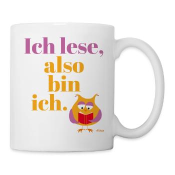 Ich lese, also bin ich!  - Tasse - Weiß - Rechts