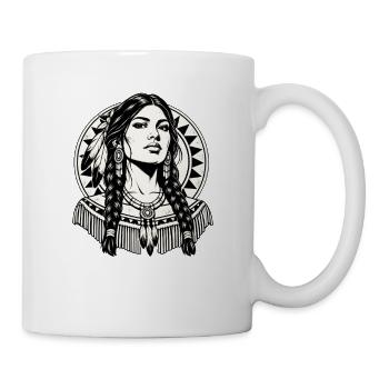 Indigene Frau mit Federschmuck Vintage - Tasse - Weiß - Rechts