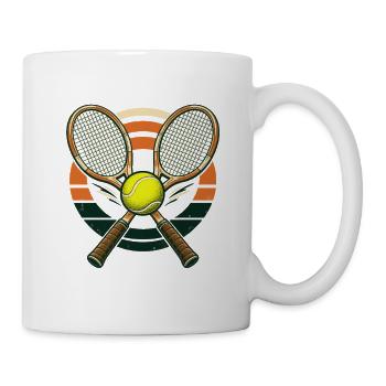 Tennis Retro – Gekreuzte Schläger und Ball - Tasse - Weiß - Rechts