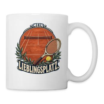 Tennis – Mein Lieblingsplatz im Retro-Stil - Tasse - Weiß - Rechts