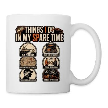 Was ich in meiner Freizeit tue Angeln - Tasse - Weiß - Rechts