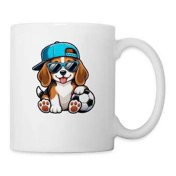 Beagle Fußball Cool Sommer Cartoon - Tasse - Weiß - Rechts