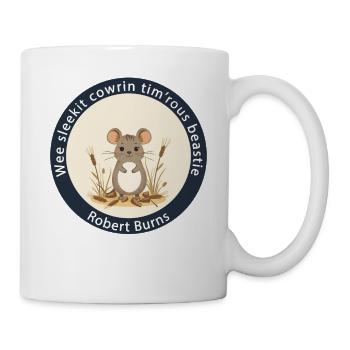 Wee Sleekit Cowrin Tim'rous Beastie Maus-Emblem - Tasse - Weiß - Rechts