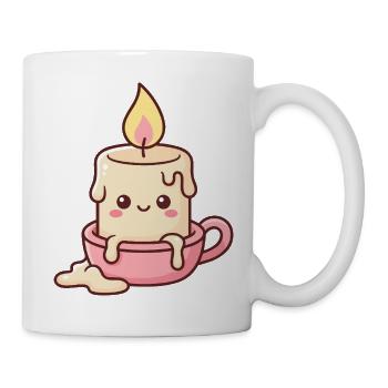 Niedliche Kawaii-Kerzenfigur schmilzt - Tasse - Weiß - Rechts