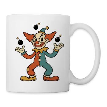Vintage-Cartoon-Clown, der Bomben jongliert - Tasse - Weiß - Rechts