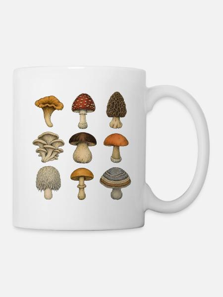 Mushroom Botanica Raster - Tasse - Weiß