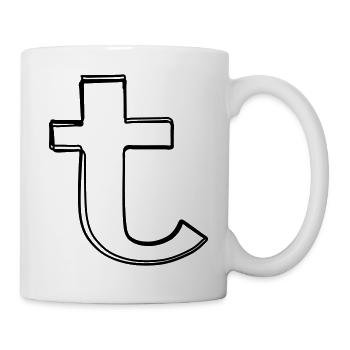 Kleinbuchstabe t handgezeichnet - Tasse - Weiß - Rechts