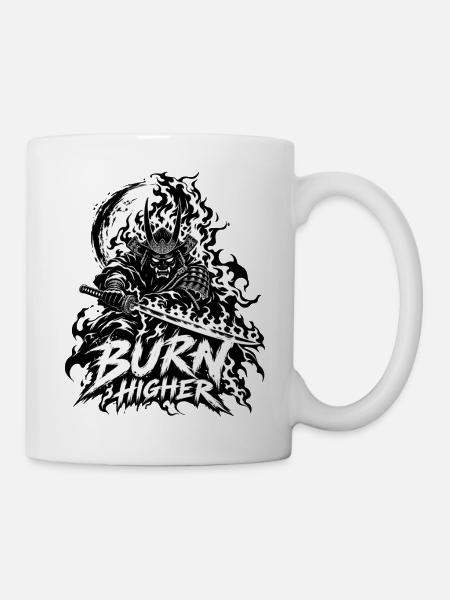 Flammen-Samurai Brenn Höher - Tasse - Weiß
