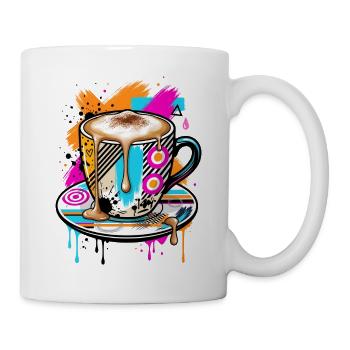 Kaffee Pop Art Becher - Tasse - Weiß - Rechts