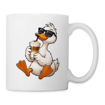 Ente mit Latte Macchiato - Tasse - Weiß - Rechts