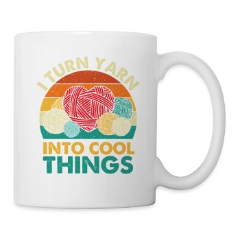 Ich mache aus Garn coole Sachen – Häkelmacher - Tasse - Weiß - Rechts