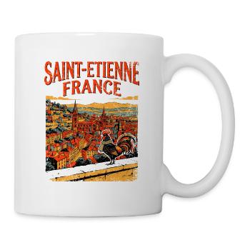 View City Vintage Saint Etienne France Skyline and - Tasse - Weiß - Rechts