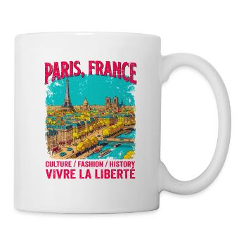 La Paris France Skyline Vintage Travel Poster - Tasse - Weiß - Rechts