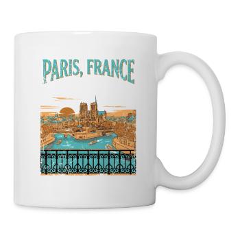 Paris France Notre Dame Retro Vintage - Tasse - Weiß - Rechts