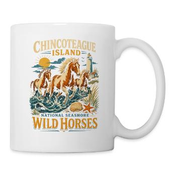 Chincoteague Wildpferde am Leuchtturm - Tasse - Weiß - Rechts
