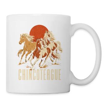 Drei Hengste vor der Sonne Chincoteague - Tasse - Weiß - Rechts