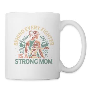Behind Every Figther Strong Mom Gloves Boxing - Tasse - Weiß - Rechts